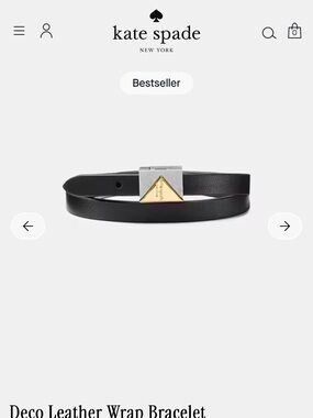 kate spade Black Leather Wrap Bracelet with Gold and silver Accent